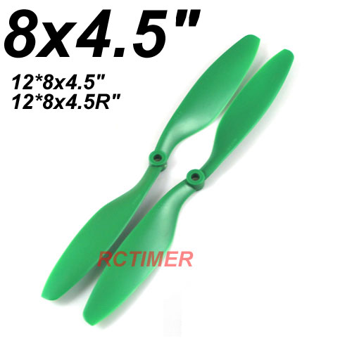 8045-Green - 1 Pair Green 8x4.5" EPP8045 Standard &  Counter Rotating Propellers